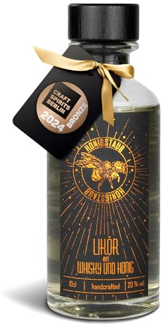 HonigStaub Whisky Likör mit Honig & Vanille – 100 ml Honig Whisky/Whiskey Likör aus Sachsen/Deutscher Whisky mit Honig - ausgezeichnet von den Craft Sprits Berlin Awards & mit Gold von DLG prämiert