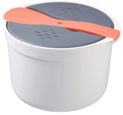 BURLOE Microwave Pasta Cooker, Multifunctional Rice Cooker Microwave -Safe Steam Pot with Non -Stick Coating Rice Cooking,Orange