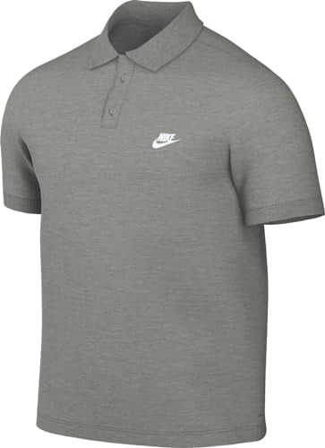 Nike Herren Club Polo Shirt, Dk Grey Heather/White, L