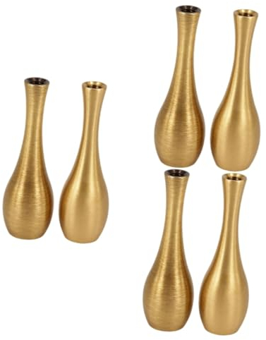 Ciieeo 6 Pcs Decorative Floral Vase Gold Wedding Decor Blenders for Kitchen Dollhouse Mini Vase 1:12 Scale Flowers Vase Retro Vase Home Decor Vase Adornment Copper Small Vase Miniature