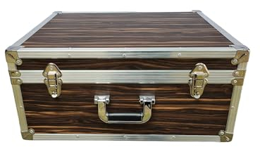 Akkordeonkoffer 120 Bass Holz Case Flightcase Nuss-Natura 58x48x25 cm – robuster Holzkoffer mit Polsterung, Metallecken & Tragegriff – stilvolles Akkordeon Case für sicheren Transport & Schutz
