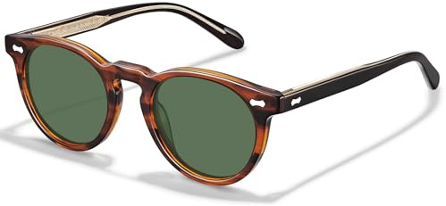 CARFIA Men's Sunglasses UV Polarised Round Vintage Acetate Design CA5506