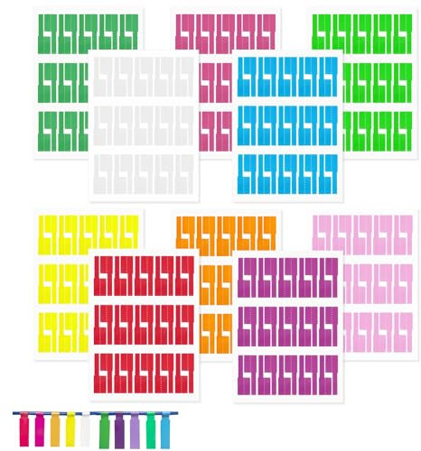 300 Pcs Cable Labels Sticker, 10 Colours (A4 Size) Self-Adhesive Blank Cable Tags Reusable Wire Labels, Network Cable Markers Waterproof Cord Label Color Wire Stickers for Management Identification
