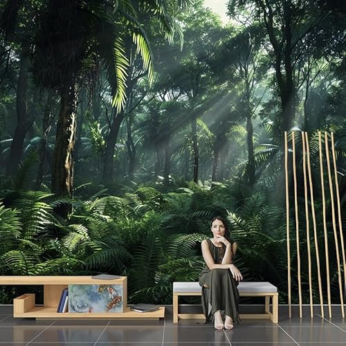 SPECUFX Papier Peint Panoramique Mural 3d Soie Forêt Tropicale HumiForêt Vert Nature 100x70cm Grandes Murales Poster pour Salon, Adulte Chambre d'enfants, Étude Décoration