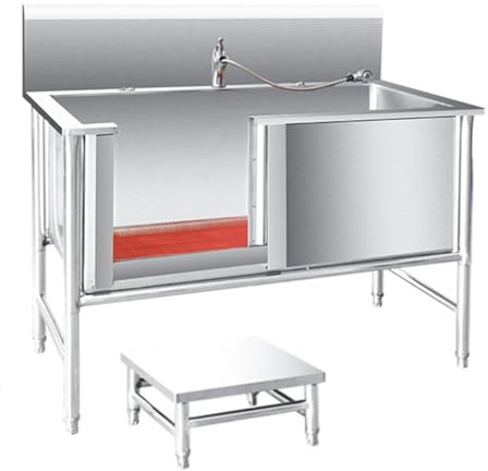 Baignoire Toilettage en Acier Inoxydable Chien,Baignoire de Toilettage Professionnelle,Baignoire pour Chien Inox,Grand Bain de Toilettage,Animaux Baignoire Chien,Table Toilettage Animaux(80cm/31in,40c