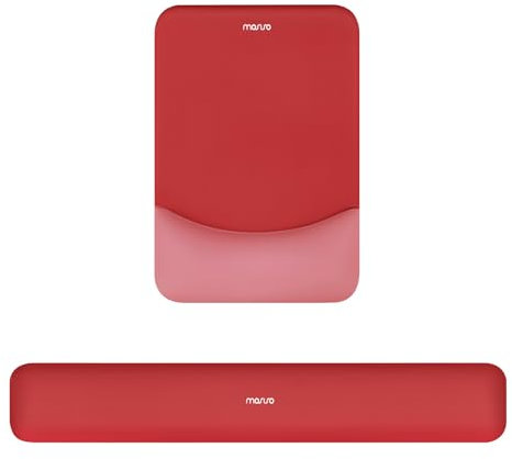 MOSISO Wrist Rest Support for Mouse Pad&Keyboard Set, Rectangular Ergonomic Mousepad Non-Slip Base Home/Office Pain Relief&Easy Typing Pad with Neoprene Cloth&Raised Curved Memory Foam, Red