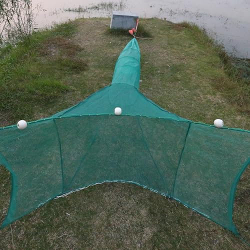 Fischfalle Köderfischreuse Krebsfalle Reusen für Fischfang Faltbare Krabbenfalle mit Schwimmer und Ketten Geeignet für Fischerei, Garnelen, Krabben (4 * 1 * 3.0 m)