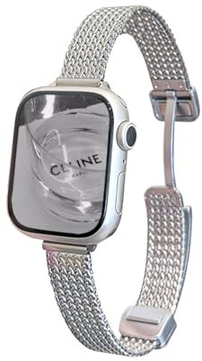 YDxingY Correa de reloj Compatible con Apple Watch 38mm 40mm 41mm Mujer Hombre,Ajustable correa de malla para reloj para iWatch Serie 9 8 7 SE/SE2 6 5 4 3 2 1,Plata