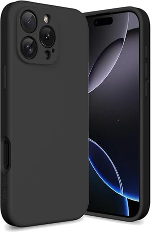 Cyber-Tech Shockproof Designed for iPhone 16 Pro [Military Grade Protection] Protective Phone Case Anti-Fingerprint Thin Slim soft Cover for iPhone 16 Pro – Black