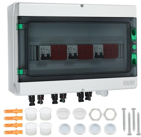 SROCHN Überspannungsschutz PV DC 32A 1000V Blitzschutz Leistungsschalter IP65 Wasserdicht 3 Strings 18 Module Solar PV Anschlusskasten