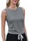 Weardear Sport Tank Tops Damen Yoga Shirt Ärmelloses Crop Top Leichte Lässig Funktions Shirt Gym Tanktop Fitness Oberteile mit Seitfalten Dukelgrau L