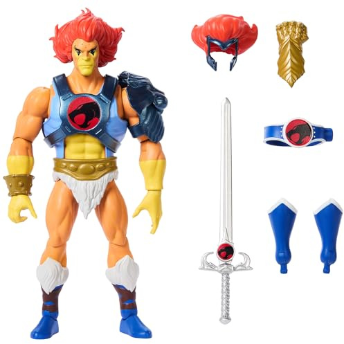 Masters of the Universe Origins & ThunderCats Action Figure Lion-O, 1980s Crossover Toy, 5.5-inch Posable, Removable Armor, Accessory & Mini Comic, JFW93