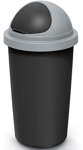 Monzana® Mülleimer Küche 50L mit Schiebedeckel 100% Recycelter Kunststoff Abfalleimer Büro Papierkorb Biomüll Gelber Sack Silber Grau