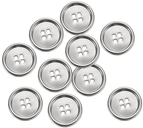 QUARKZMAN 10 Stück 25mm Metall Knöpfe, 4-Loch Runde Hemden Mäntel Kleidung Nähknöpfe für Dekoration Handwerk DIY Zubehör (Silber)