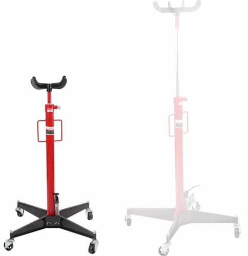 CDZHLTG Hydraulischer Getriebeheber 500 kg Motorheber | Teleskop-Getriebeheber Heber | Arbeitshöhe 113-186 cm | 4 Lenkrollen und Fußpedal | hydraulik Motorheber Heber | rot/schwarz