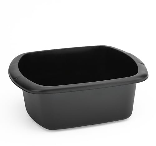 Washing Up Bowl for Sink | Black Small Rectangular Plastic Sink Bowls (9 Liter Capacity) | Wash Up Basin Bowl for Kitchen Sinks