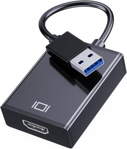 GANA Adaptador USB a HDMI, adaptador USB 3.0/2.0 a HDMI, adaptador de audio y vídeo, convertidor de cable gráfico de vídeo HD 1080P para PC, portátil, HDTV, TV, compatible con Windows XP/10/8/7, color