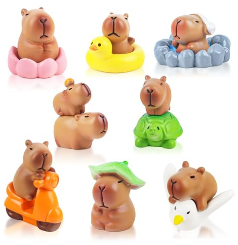 JWTRSVTY 13PCS Mini Capybara Figuren, Mini Capibara Harz Figuren, Capybara Puppenhaus Miniaturen, Kuchendekoration,Miniatur Garten Zubehör,Für Miniaturlandschaft Kuchen Desktop Garten Ornament