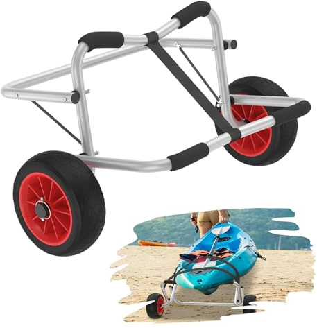 YRHome Kajakwagen Faltbarer Alu Kanuwagen Bis 100KG Bootswagen aus Aluminiumlegierung mit 2 PU-Räder & Spannriemen Surfwagen Transportwagen Bootstrailer für Boote Kanu Kajak Surfboard Faltboot
