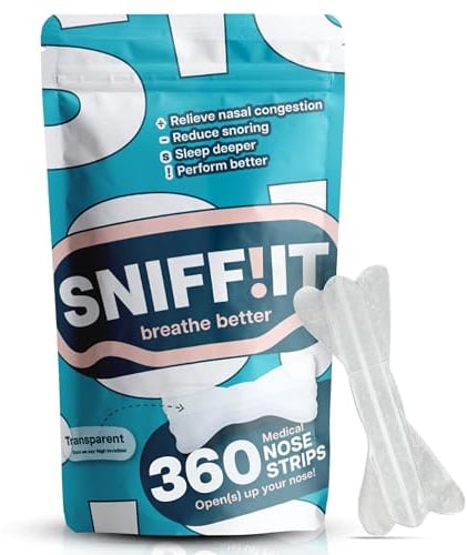Sniffit Transparente Nasenstreifen gegen Schnarchen – 360 Stk Nose Strips für einfacheres Atmen durch die Nase bei Schlaf & Sport – Anti Schnarchen Nasenpflaster – Nasal Strips besser schlafen & atmen