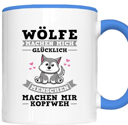 Wolf Tasse | Wölfe machen mich glücklich | Wölfe Geschenk Wolf Wölfe Tiere