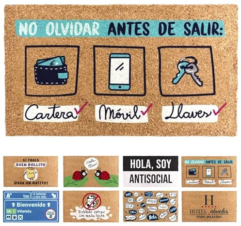 TIENDA EURASIA - Felpudo Entrada Casa | Diseños Originales y Divertidos | para Exterior | Rectangular | Material de Fibra de Coco y Base de Goma Antideslizante | Medida 40 x 70 cm (No Olvidar)