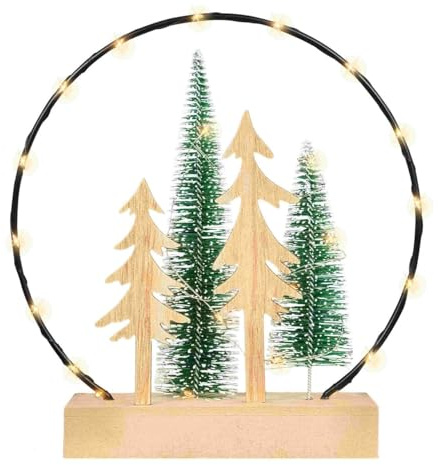 Trend Line Tischdeko Metall+Holz 24 x 8 x 25 cm grün/Natur Teelichthalter