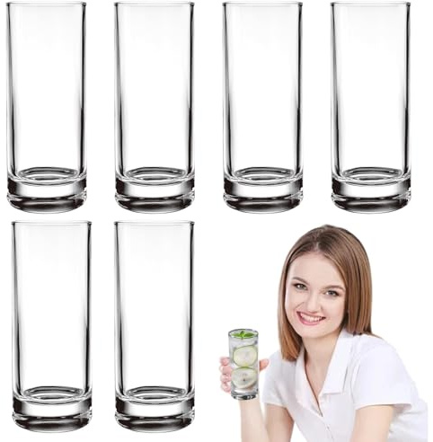 Streysisl Küchengläser, 290 ml, 6 x wiederverwendbare Wassergläser, spülmaschinenfest, bruchsicher, für Cocktails, Eiskaffee, Bier, Eistee, Whiskey, Pool, Terrasse, Zuhause, im Freien