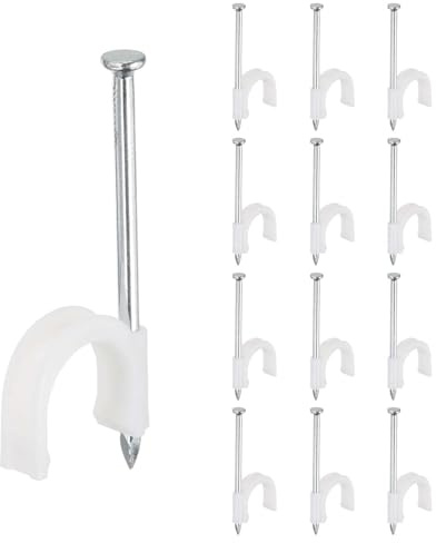 PATIKIL Half Clamp J-Hook with Nail 3/4 / 20mm, 70Pcs Pex Pipe Fixture Cable Clip Wire Wall Support Holder for Tubing CPVC Copper Pipe Fixing Connection, White, 65mm Long Nail