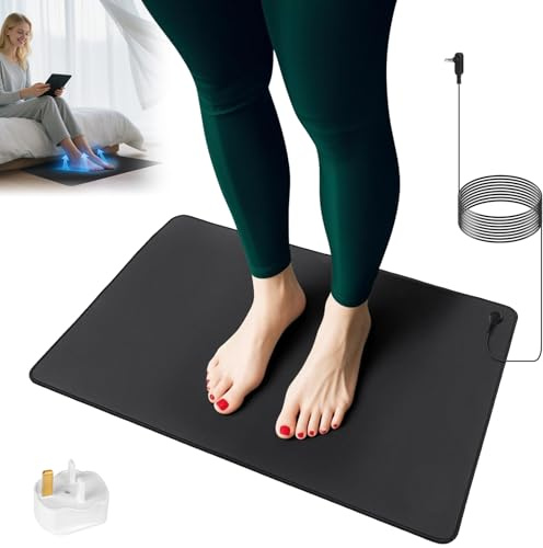 BUTBU Grounding Mat, 40 x 60cm Earthing Mat for Sleep, Stress and Pain Relief, Grounding Well Mats with Non-Slip Backing and Grounding Cord, Suitable for Inflammation, Wellness (Black)