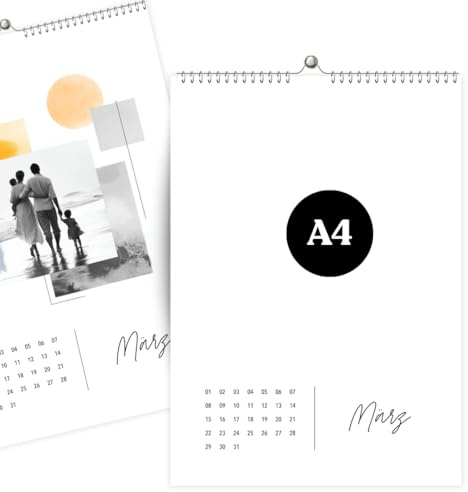 heaven+paper A4 Fotokalender immerwährend jahresunabhängig ohne Jahr zum selbstgestalten Wandkalender im eleganten Design, modern & schick ideal zum verschenken (Simplicity, A4)