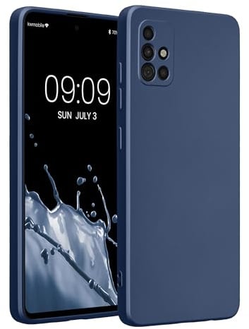 kwmobile Handyhülle für Samsung Galaxy A51 Hülle - weiche Silikon Case metallisch schimmernd - Schutzhülle Cover - Metallic Blau