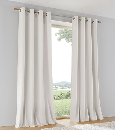 Kutti Vorhang Duck Baumwolle Ösen 1 Stück – Blickdicht – Offwhite – einfarbig - modern - Gr. 140 x 225 cm (1 STK)