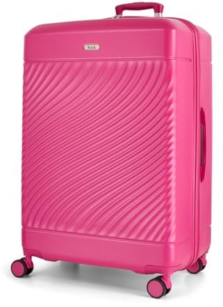 Rock Love Island Large 119L Hard Shell Suitcase - Pink | Durable Lightweight Build - 360 Degree Swivel Wheels, Telescopic Handle - Large 78 x 53 x 34cm - Ideal for Style Seekers