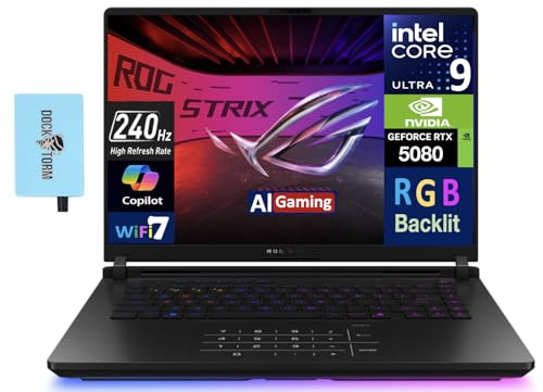 ASUS ROG Strix Scar 16 (2025) AI Gaming Laptop, 16 2.5K ROG Nebula HDR Mini LED 240Hz Display, Intel Core Ultra 9-275HX, GeForce RTX 5080 16GB, 64GB DDR5, 8TB PCIe SSD, Windows 11 Pro, w/USB Hub