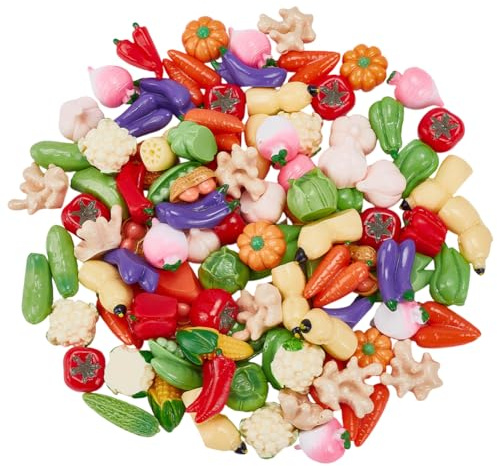 CRAFTYMELODY 100 Stück Kunstgemüse Aus Kunstharz Miniatur Gemüsefiguren Künstliche Tomaten Karotten Zwiebeln Pilze Kartoffeln Auberginen Gemüsedekorationen