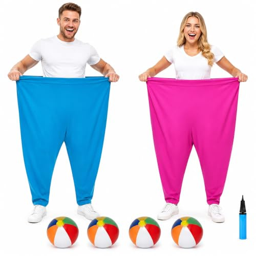 Granny Pants Yard Game Set with 2 Big Granny Pants 4 Inflatable Balls and Pump, Funny Outdoor Games for Adults and Kids, Perfect Garden Lawn Camping and Sports Day Activities