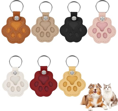 Auroriel 7 pièces porte-clés à poils d'animaux flacon commémoratif, porte-clés empreinte de patte avec bouton-pression, souvenir pour animaux chiens chats, charmant porte