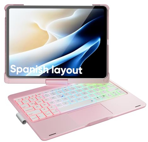 doqo Funda con Teclado para iPad Air 11 & Pro 11 con Trackpad,Rotación 360°