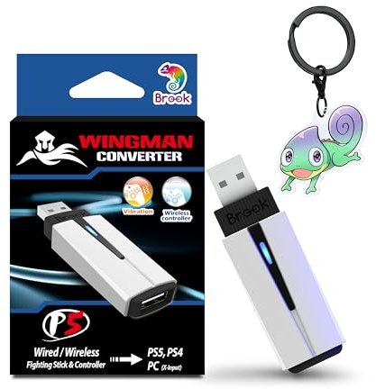Brook Wingman P5 - Convertitore Controller PC P5 P4 con Supporto Wireless e Cablato, Vibrazione, Movimento a Sei Assi, Turbo, Macro, Remap tramite Software Converter Center (Versione Esclusiva)