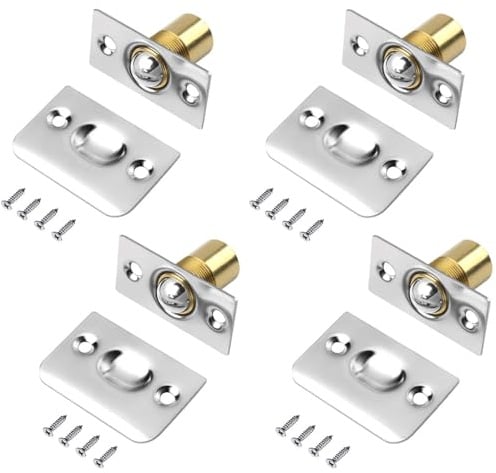 4 Sets Roller Door Catches for Internal Doors, Adjustable Ball Internal Door Latch Spring Ball Bearing Door Catch, for Kitchen Cupboard Closet,Pantry Door Latch, Invisible Cupboard Closure