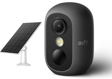 eufy eufyCam C35 mit Solarpanel, Kabellose Überwachungskamera Außen & Innen, Magnetische Halterung, Farbnachtsicht, Lokaler Speicher, IP67 Wetterfest, Ohne ABO, Schwarz