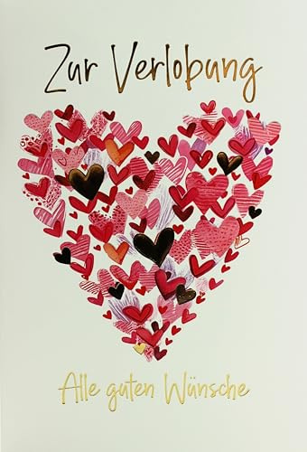 Verlag Dominique Glückwunschkarte zur Verlobung mit Herzmotiv – Romantische Verlobungskarte für Paare – Liebevolle Karte mit Umschlag – Weiße Innenseite zum Beschriften – Geschenk zur Verlobungsfeier