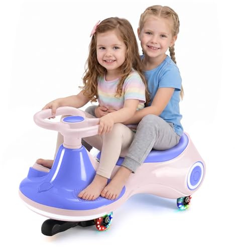 DollarDash 12V Electric Wiggle Car for Kids, 3-in-1 Ride on Toy with Pedal, Wiggle Scooter with Flashing Wheels, Easy Assembly Swing Vehicle with Rechargeable Battery for Toddlers Ages 3+, 30-70kg