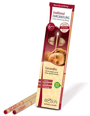 6 Stück (3 Paar) Original BIOSUN Ohrkerzen / Ohrkerzen inkl. Sicherheitsfilter mit dem magischen Duft von Honig, Salbei und Kamille
