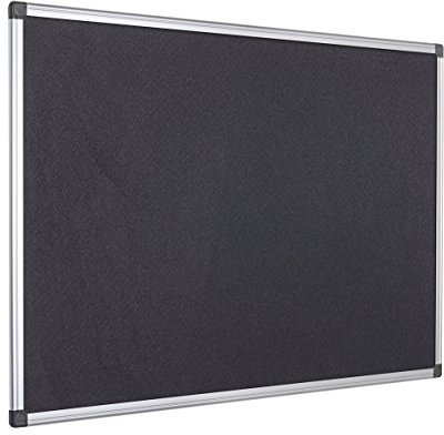 Bi-Office Filztafel Maya, Mit Aluminiumrahmen, Schwarze Filzoberfläche, Zum Gebrauch Mit Pinnnadeln, Pinnwand, 120 x 90 cm