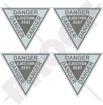 Danger Ejection Seat LowVis USAF USMC Martin Baker 60 mm Vinyl-Aufkleber, 4 Stück