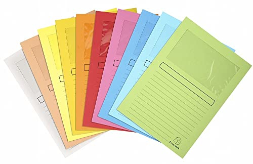 Exacompta Bahia 50150e Pack di 100 cartelle con finestra traslucido 22 x 31 cm, colori assortiti, carta, couleurs assorties