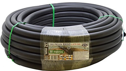 S&M 012433 - Manguera de riego, 32 x 6 ATM - 50 m, Color Negro