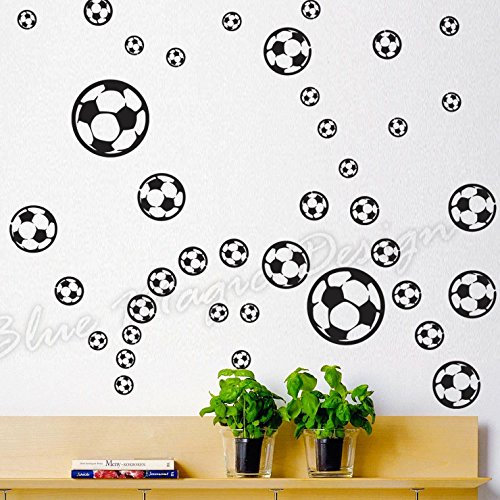 Easy Plants 58 Mixed Size Football Vinyl Stickers House Window Wall Art Decals-White